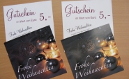 Bedruckte Weihnachtskarten und Gutscheine