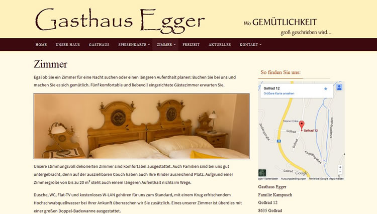 Website Gasthaus Egger